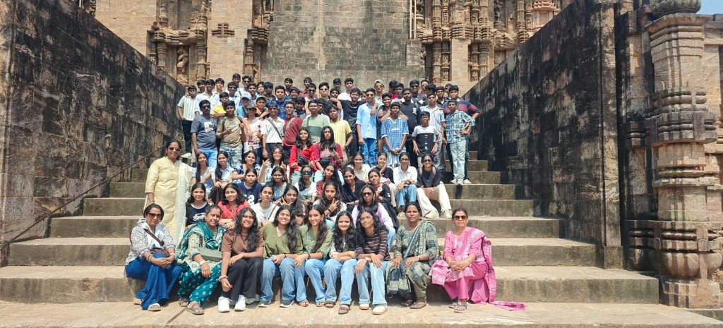Students and teachers on the steps of the Sun Temple at Konark