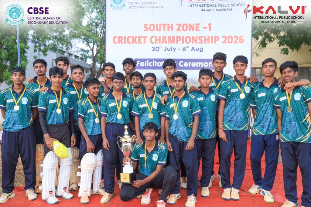 The team with the trophy at the South Zone Cricket Championship felicitation